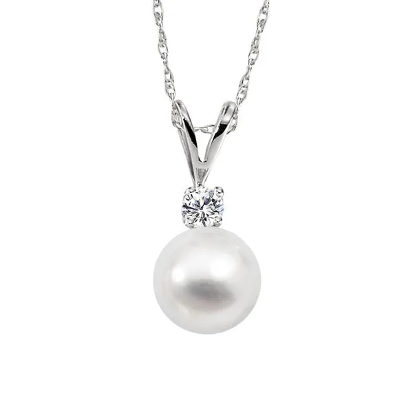 Pearl and Diamond Pendant Necklace Hingham Jewelers Hingham, MA