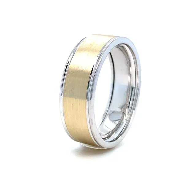 Expandable Two-Tone Satin Finish Center Wedding Band
