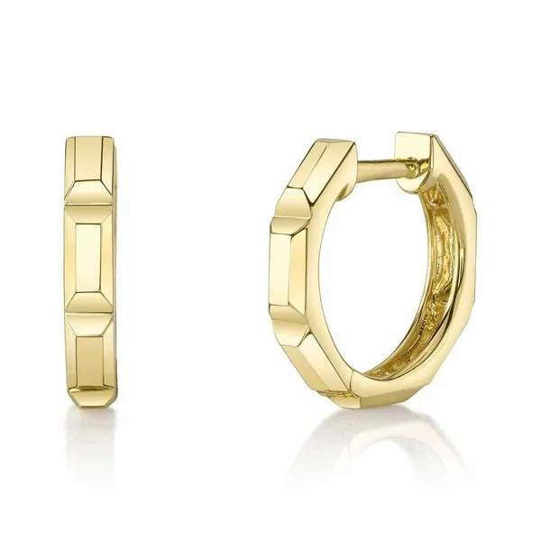 Geometric Cut Huggie Hoop Earrings Hingham Jewelers Hingham, MA