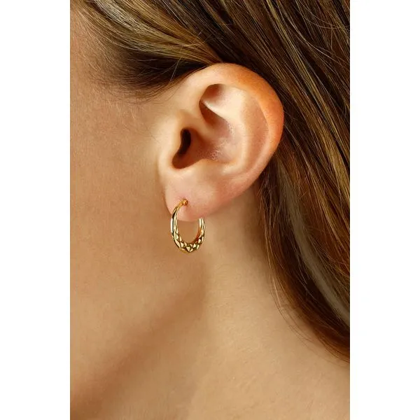 Diamond Cut Hoop Earrings Image 2 Hingham Jewelers Hingham, MA