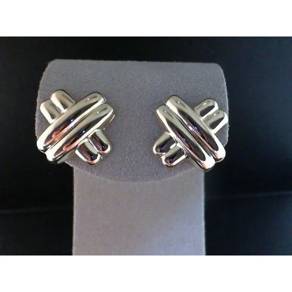 Gold Criss Cross Studs Image 2 Hingham Jewelers Hingham, MA