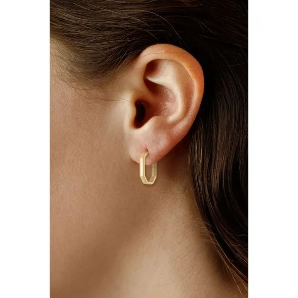 Elongated Octagon Hoop Earrings Image 2 Hingham Jewelers Hingham, MA