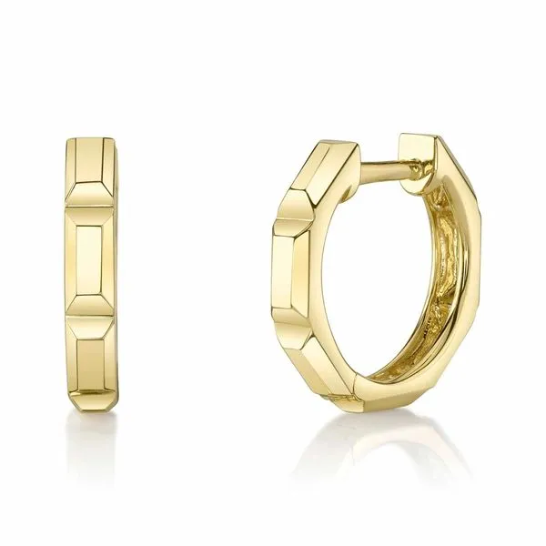 Geometric Cut Huggie Hoop Earrings Hingham Jewelers Hingham, MA
