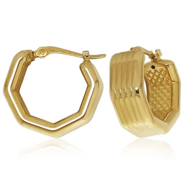 Wide Octagon Hoop Earrings