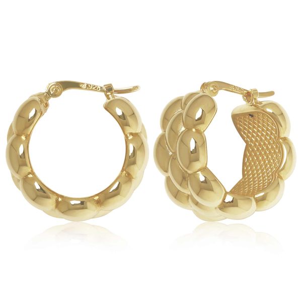 Multibead Wide Huggie Hoop Earrings Hingham Jewelers Hingham, MA