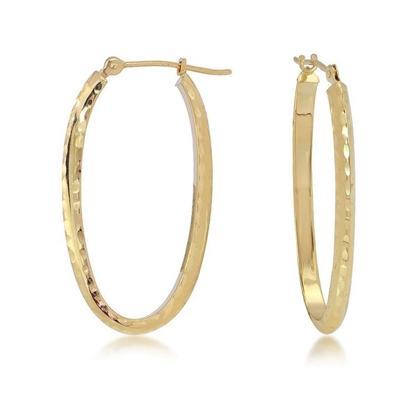 Diamond-Cut Oval Hoop Earrings Hingham Jewelers Hingham, MA