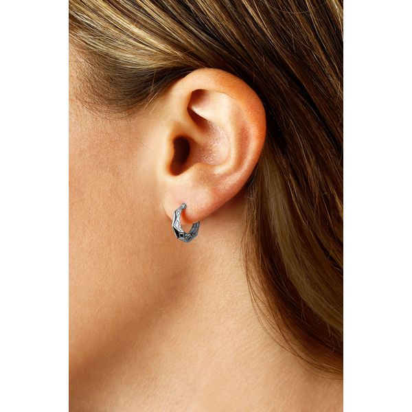 Embossed Huggie Hoop Earrings Image 2 Hingham Jewelers Hingham, MA