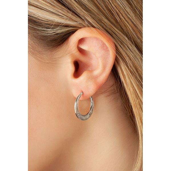 Tapered Etched Hoops Image 2 Hingham Jewelers Hingham, MA