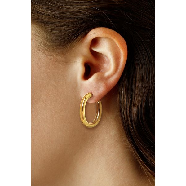 Oval J Hoop Earrings Image 2 Hingham Jewelers Hingham, MA