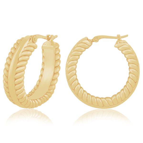 Rope Edge Hoop Earrings Hingham Jewelers Hingham, MA