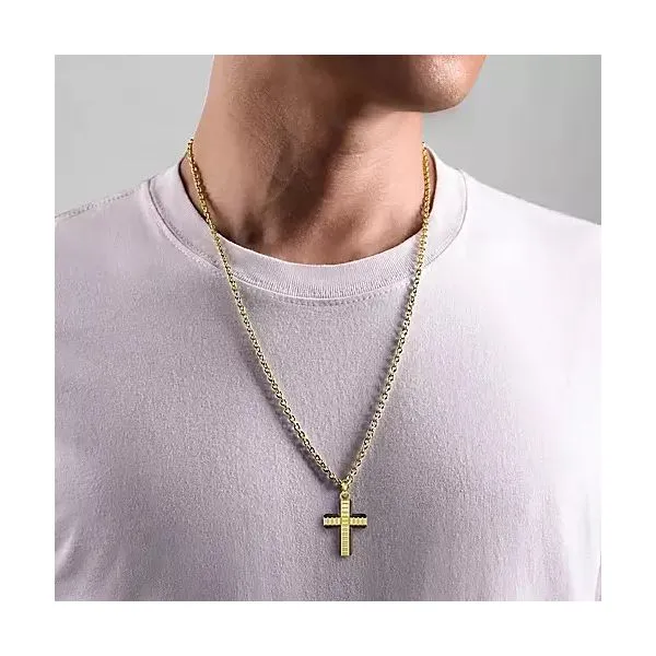 Gold & Titanium Cross Pendant Image 2 Hingham Jewelers Hingham, MA