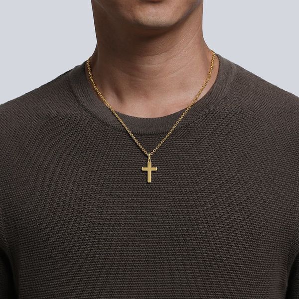 Beveled Edge Cross Pendant Image 3 Hingham Jewelers Hingham, MA