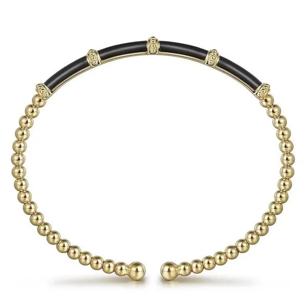 Bead Cuff Bracelet with Black Enamel Image 2 Hingham Jewelers Hingham, MA