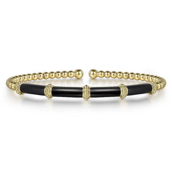 Bead Cuff Bracelet with Black Enamel Hingham Jewelers Hingham, MA