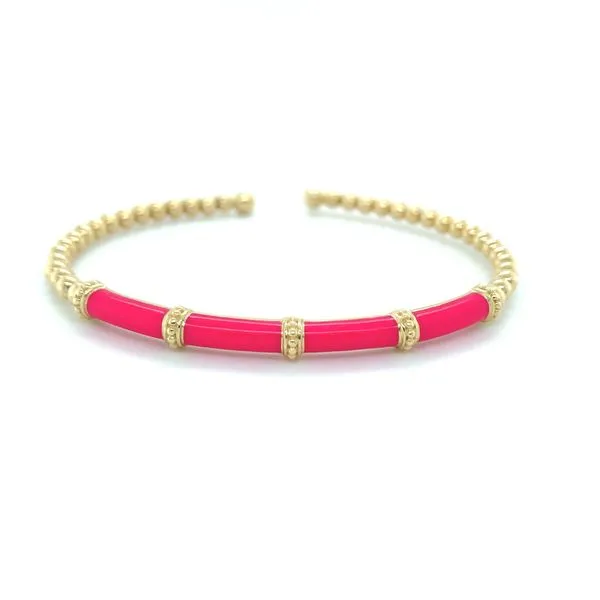 Bead Cuff Bracelet with Pink Enamel Hingham Jewelers Hingham, MA