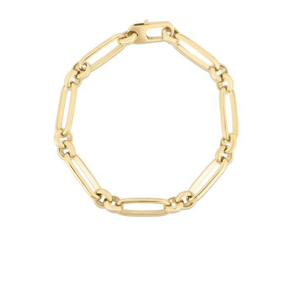 Designer Gold Mixed Link Bracelet Hingham Jewelers Hingham, MA