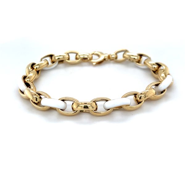 White Enamel Oval Link Chain Bracelet Hingham Jewelers Hingham, MA