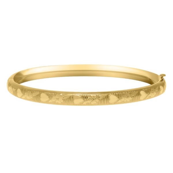 Child's Bangle Bracelet with Hearts and Flowers Hingham Jewelers Hingham, MA