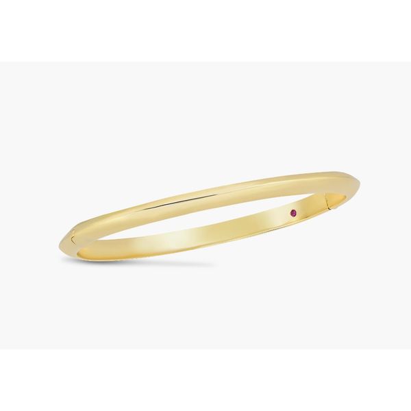 Designer Gold Knifed Edge Bangle Bracelet Hingham Jewelers Hingham, MA