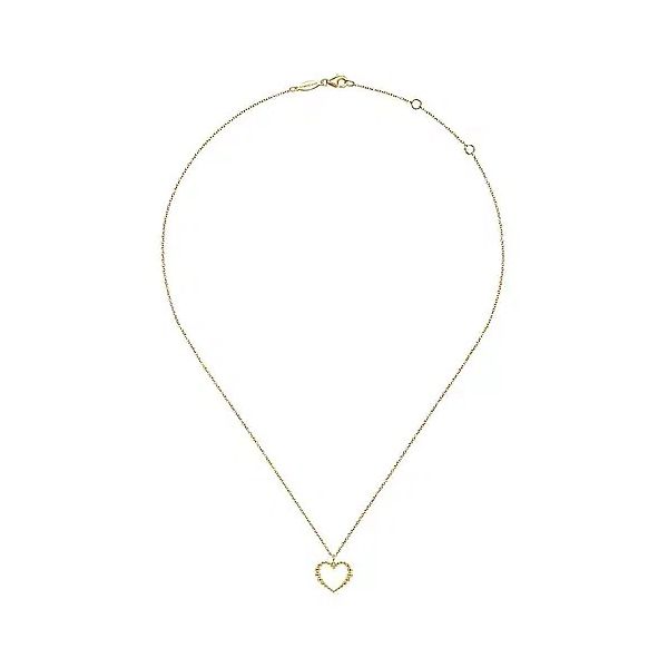 Beaded Open Heart Pendant Necklace Image 2 Hingham Jewelers Hingham, MA