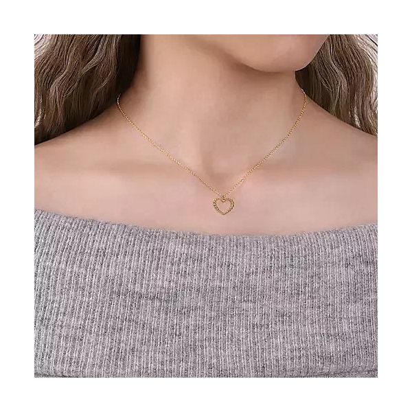 Beaded Open Heart Pendant Necklace Image 3 Hingham Jewelers Hingham, MA