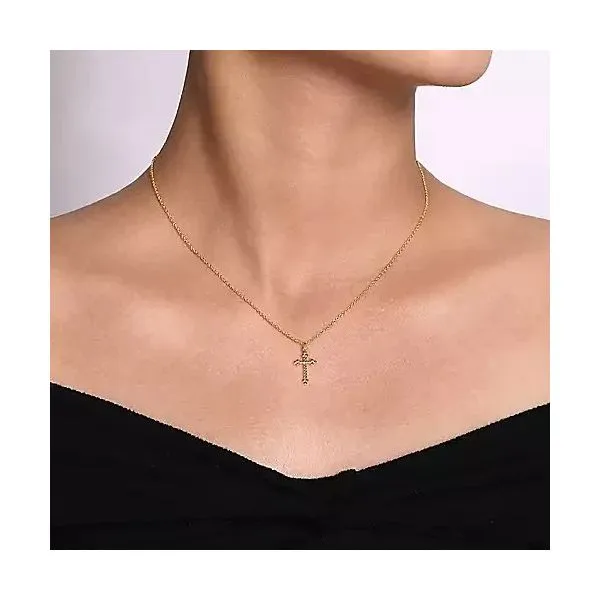 Beaded Rope Twist Cross Pendant Necklace Image 3 Hingham Jewelers Hingham, MA