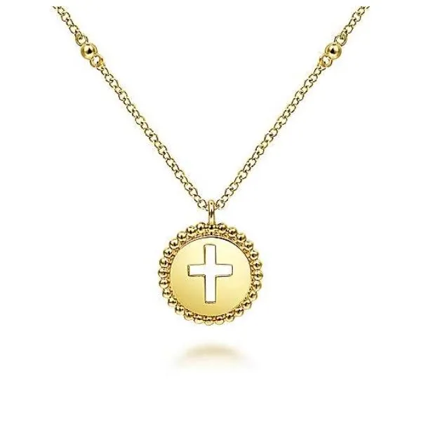 Beaded Disc with Cross Necklace Hingham Jewelers Hingham, MA