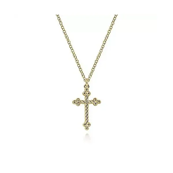 Beaded Rope Twist Cross Pendant Necklace Hingham Jewelers Hingham, MA