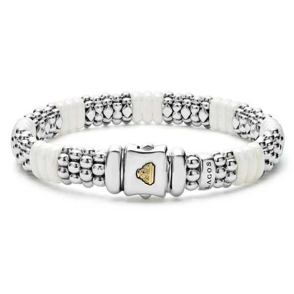 White Ceramic Caviar Beaded Bracelet Image 2 Hingham Jewelers Hingham, MA