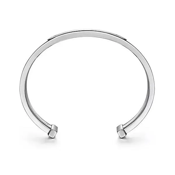Sterling Silver and Leather Open ID Bracelet Image 2 Hingham Jewelers Hingham, MA