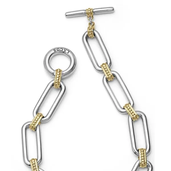 Signature Caviar Two Tone Link Bracelet Image 2 Hingham Jewelers Hingham, MA