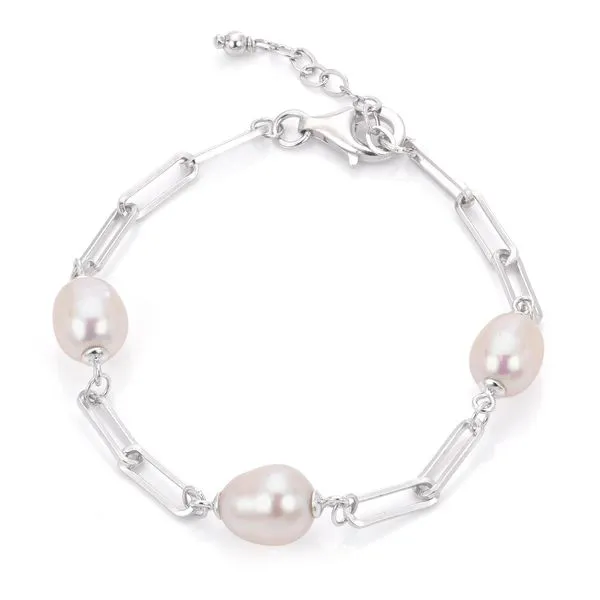 Paperclip Link Pearl Bracelet Hingham Jewelers Hingham, MA