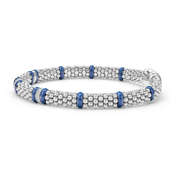 Blue Caviar Four Station Diamond Caviar Bracelet | 6mm Image 2 Hingham Jewelers Hingham, MA