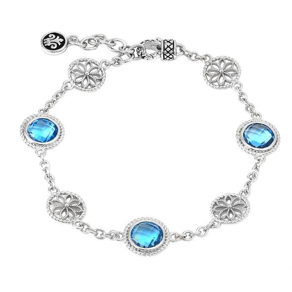 Lazo De Colores Round Blue Topaz Station Bracelet Hingham Jewelers Hingham, MA