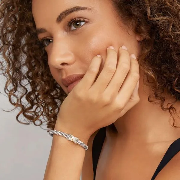 Embrace Two-Tone Diamond X Caviar Bracelet | 6mm Image 3 Hingham Jewelers Hingham, MA