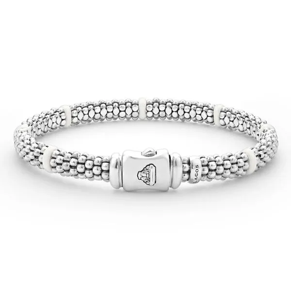 White Caviar Ceramic Station Caviar Bracelet 6mm Image 2 Hingham Jewelers Hingham, MA
