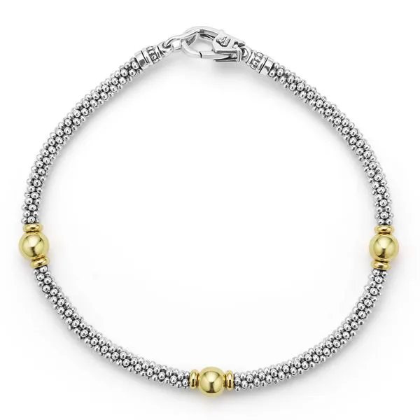 Signature Caviar Two-Tone Station Bracelet | 3mm Hingham Jewelers Hingham, MA