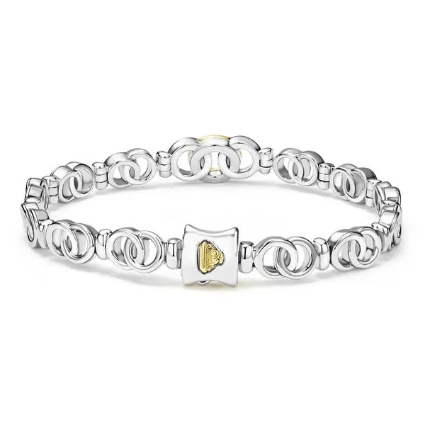 Signature Caviar Two-Tone Interlocking Diamond Link Bracelet Image 2 Hingham Jewelers Hingham, MA