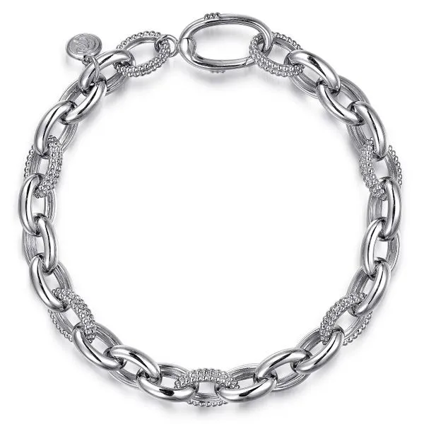 Polished and Beaded Link Bracelet Hingham Jewelers Hingham, MA