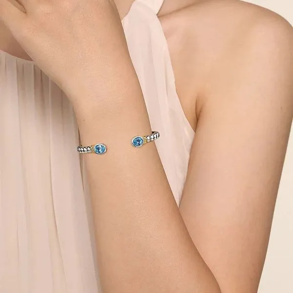 Beaded Cuff Bracelet with Blue Topaz Image 3 Hingham Jewelers Hingham, MA