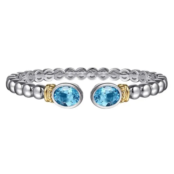 Beaded Cuff Bracelet with Blue Topaz Hingham Jewelers Hingham, MA