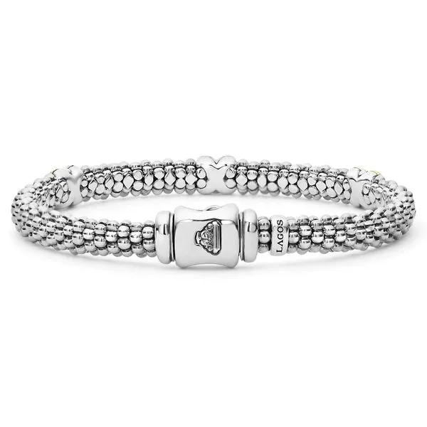 Caviar Lux Three Station Two Tone X Diamond Bracelet