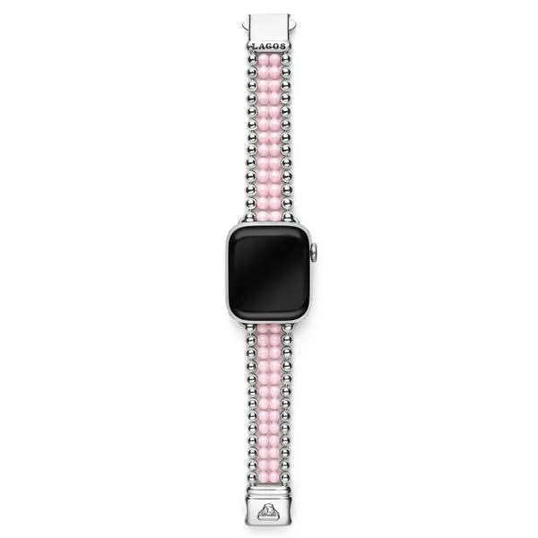Smart Caviar Pink Ceramic and Stainless Steel Infinite Watch Bracelet-38-45mm Image 3 Hingham Jewelers Hingham, MA