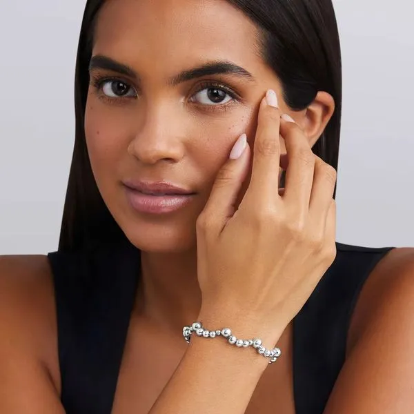 Caviar Bubbly Silver Beaded Scalloped Bracelet