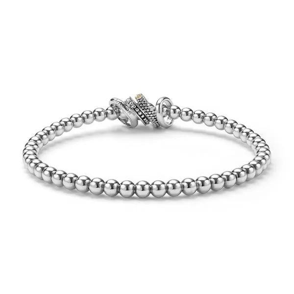 Caviar Lux Two-Tone Four Ring Diamond Stretch Bracelet