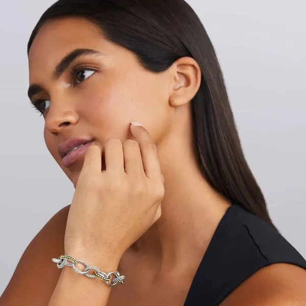 Signature Caviar Large Two-Tone Caviar Link Bracelet