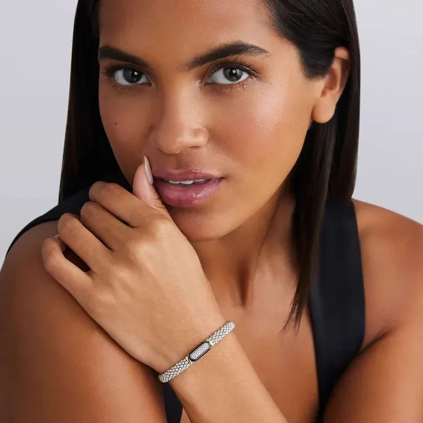 Black Caviar Two-Tone Black Ceramic Diamond Caviar Bracel...