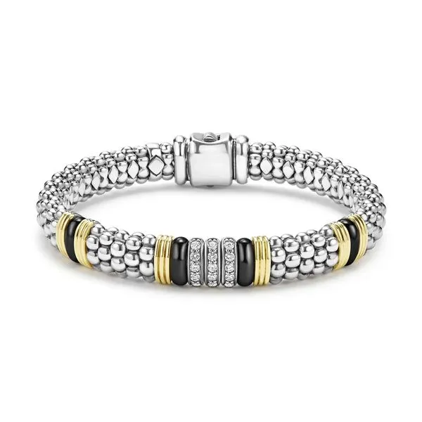 Black Caviar Two-Tone Black Ceramic Station Diamond Brace...