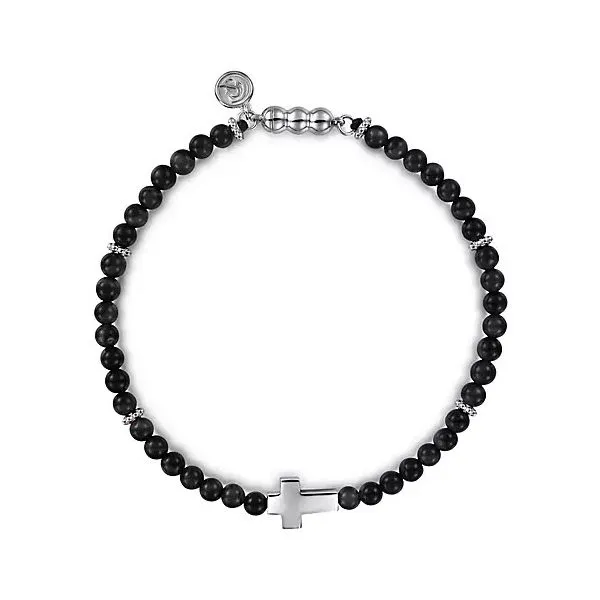 Onyx Bead Cross Bracelet Hingham Jewelers Hingham, MA