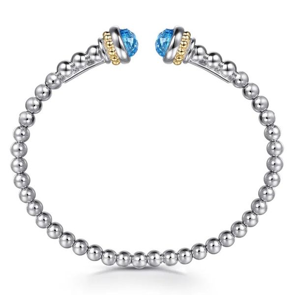 Blue Topaz Beaded Flexible Cuff Bracelet Image 3 Hingham Jewelers Hingham, MA
